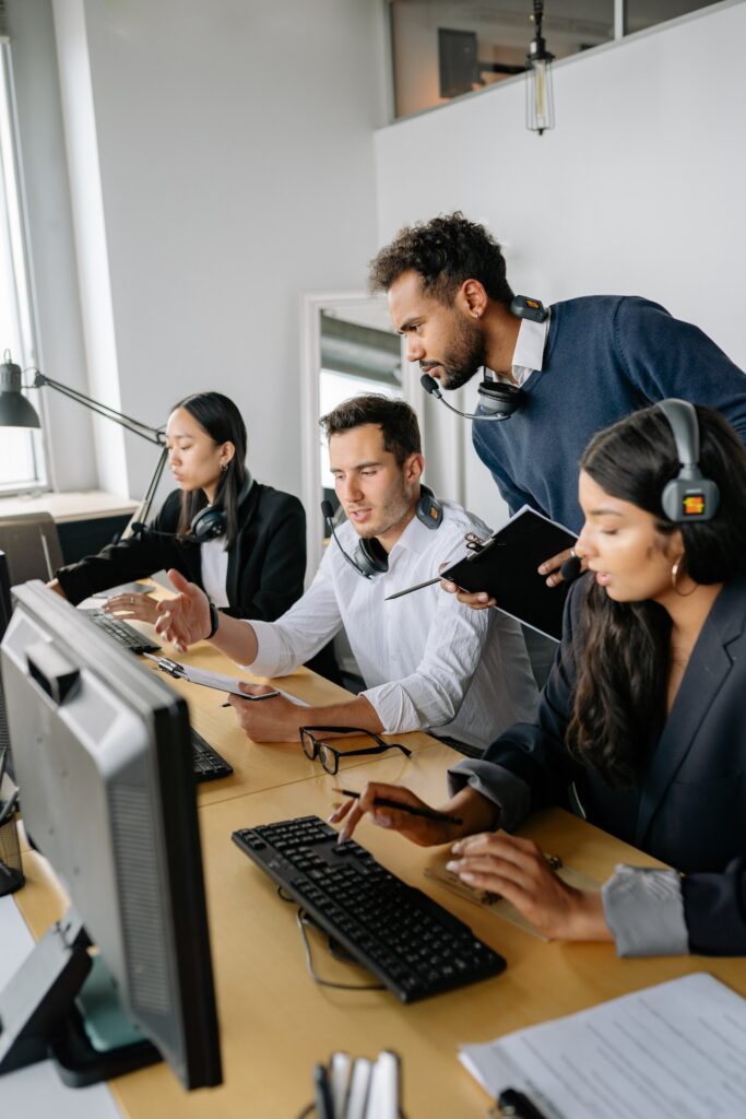 Employees are working on computer